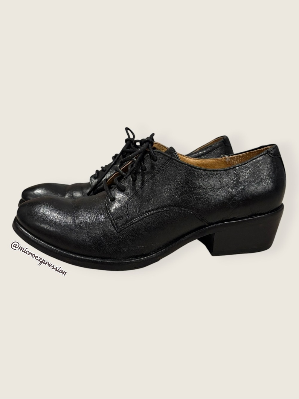 $349 Frye Carson Oxford Vintage Black Genuine Leather Lace Up Heeled Ankle Boot - Picture 10 of 15